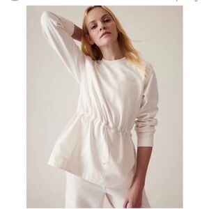 Athleta Triumph Hybrid Crewneck Sweatshirt Womens Small Ivory White